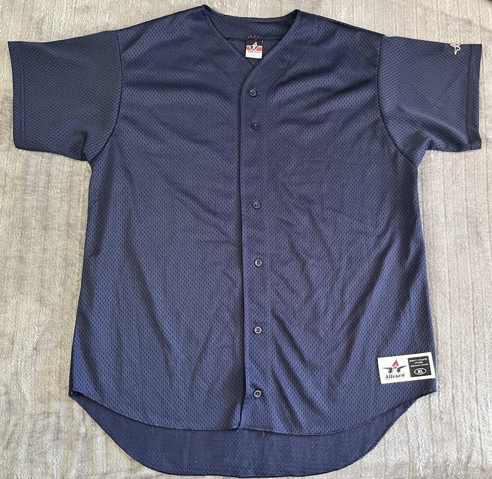 Alleson Athletic Adult's 100% Polyester Baseball Mesh Jersey Navy Blue XL